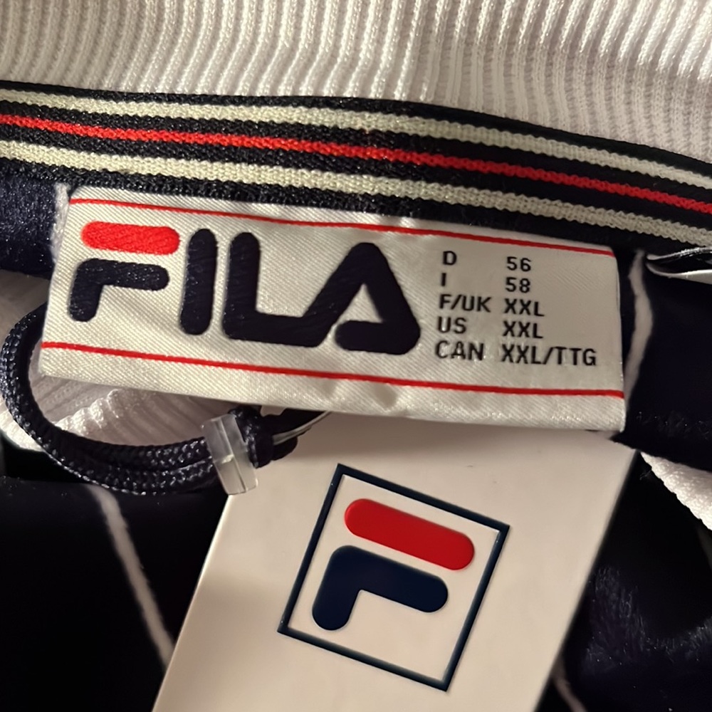 FILA Valencia Black Velour Striped Crew Sweatshirt Size XXL - Picture 4 of 6